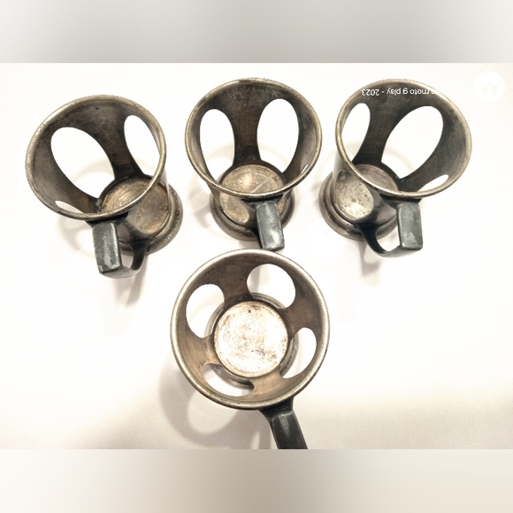 Soda Fountain Ice Cream Cup Holder Set Of 4 Vintage Retro Metal Lily Fountain - Picture 6 of 8
